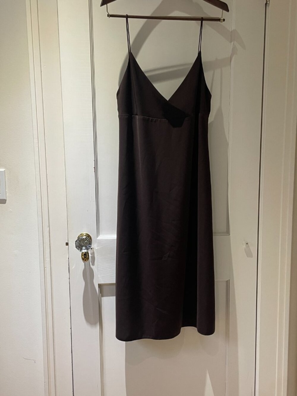 J Crew Long Brown Slip Dress Spaghetti Straps Size 12 - Picture 3 of 6